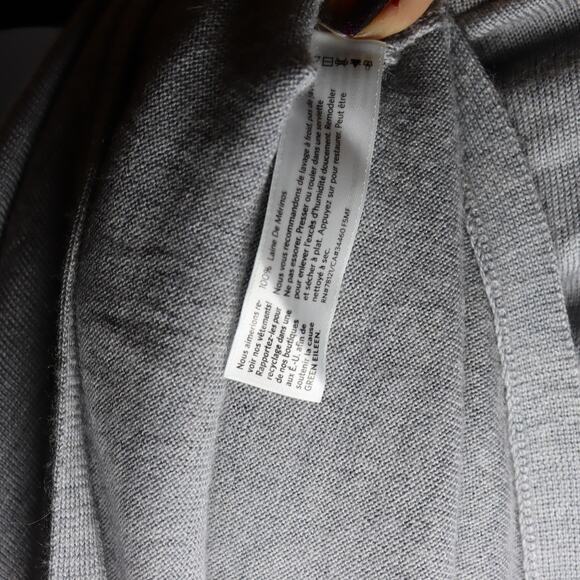 Eileen Fisher Merino Wool Gray Asymmetrical Turtleneck Sweater L - Picture 5 of 5